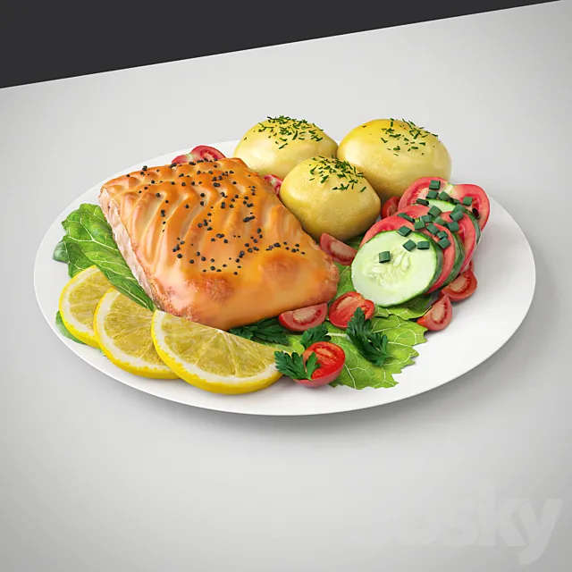 Fish with Vegetables 3DModel Fish with Vegetables 3DModel
