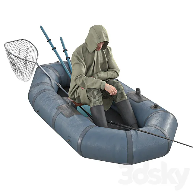 Fisherman in a boat 3DModel Fisherman in a boat 3DModel