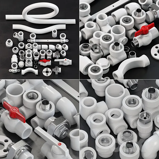 Fitingi plastic white _ Plastic white fittings 3D Model Fitingi plastic white _ Plastic white fittings 3D Model