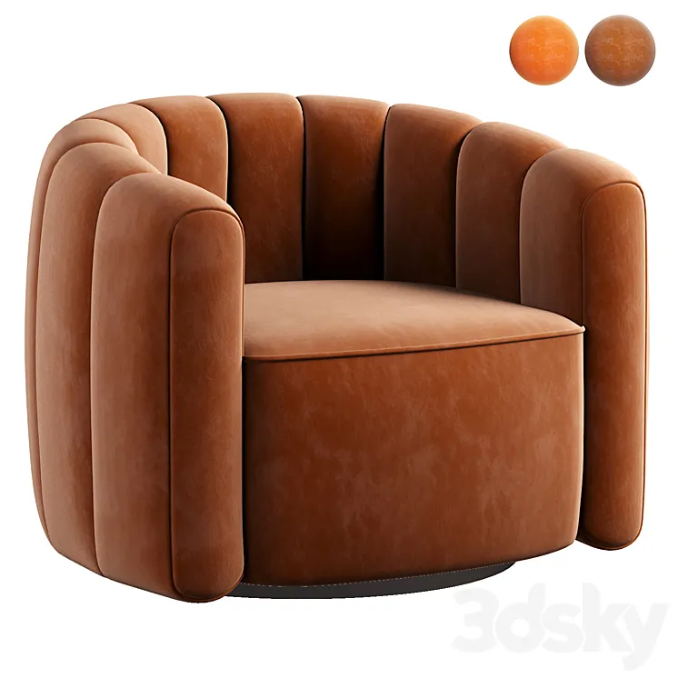 FITZ RUSSET VELVET SWIVEL CHAIR 3D Model Free Download