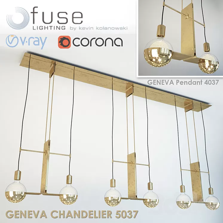 Fixtures and Geneva Chandelier Pendant by Fuse Lighting 3D Model Fixtures and Geneva Chandelier Pendant by Fuse Lighting 3D Model