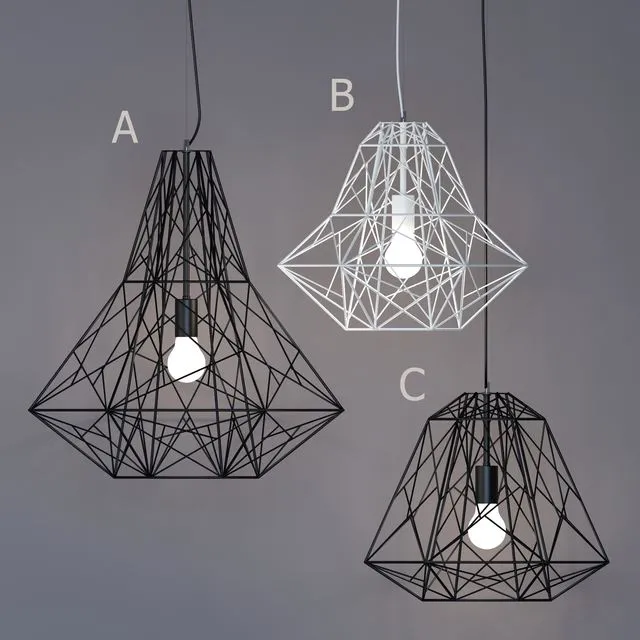 Fixtures Diamond Cage Pendant 3D Model Fixtures Diamond Cage Pendant 3D Model