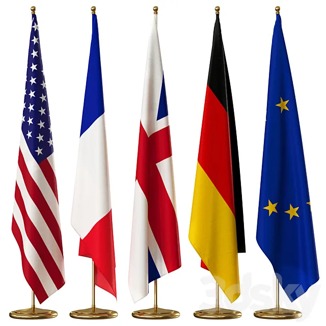 flag set7 3D Model flag set7 3D Model