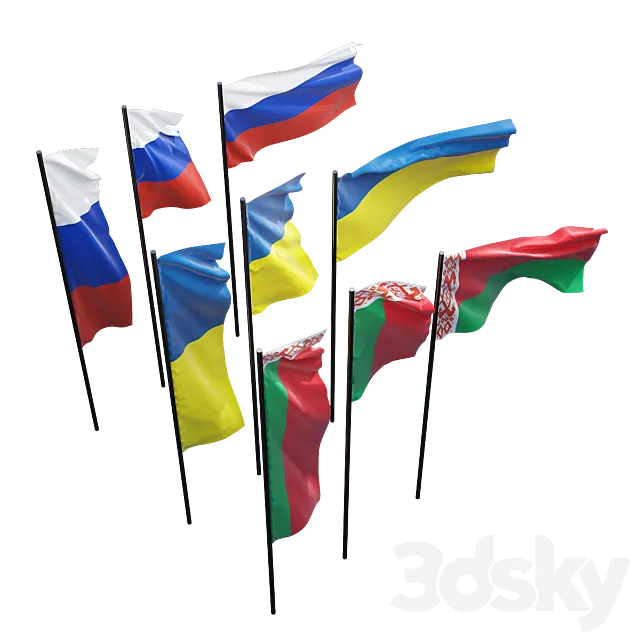 Flags 3DModel Flags 3DModel
