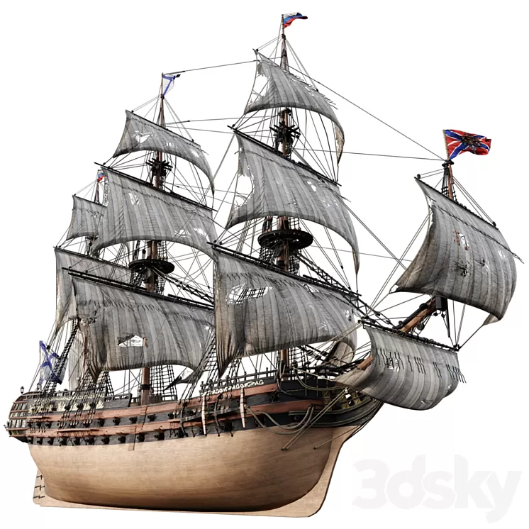 Flagship Peter 1 The Ingermanland 1715 3D Model