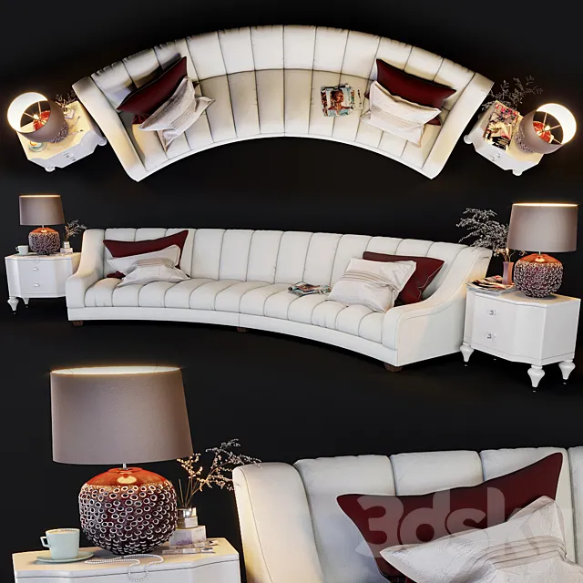 Flair Edition Contemporary Curved Sofa 3D Model Flair Edition Contemporary Curved Sofa 3D Model