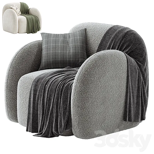 Flair Nina Boucle Teddy Accent Chair 3D Model