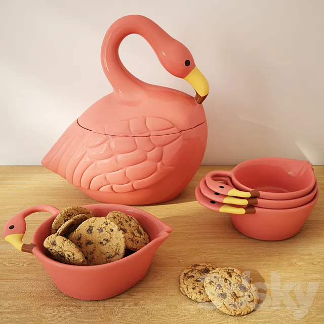 Flamingo decor set 3DModel