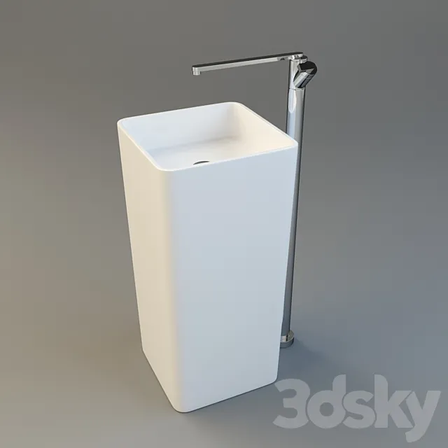 Flaminia Monowash sink and faucet 40 M & Z KIMERA KMR04200 3D Model Flaminia Monowash sink and faucet 40 M & Z KIMERA KMR04200 3D Model