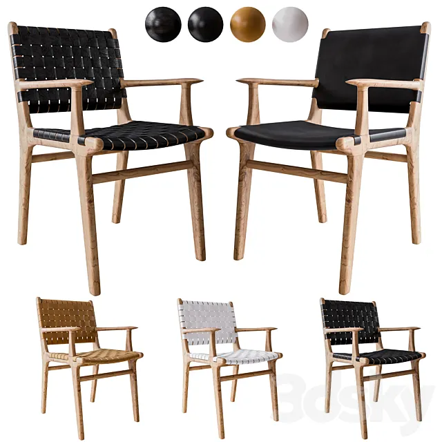 Flat and Stripped Dining Chairs with Arms 3D Model Flat and Stripped Dining Chairs with Arms 3D Model