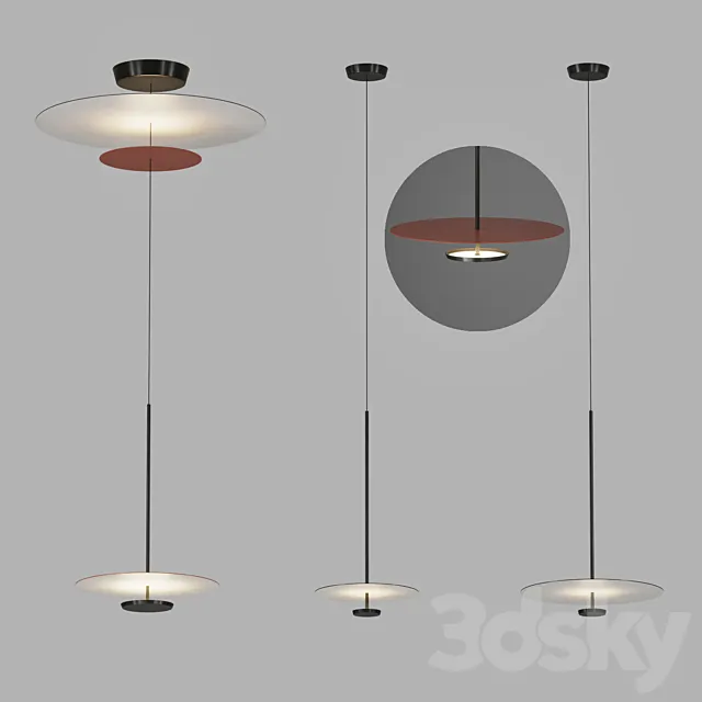 Flat Hanging Lamp by Vibia 3D Model Flat Hanging Lamp by Vibia 3D Model