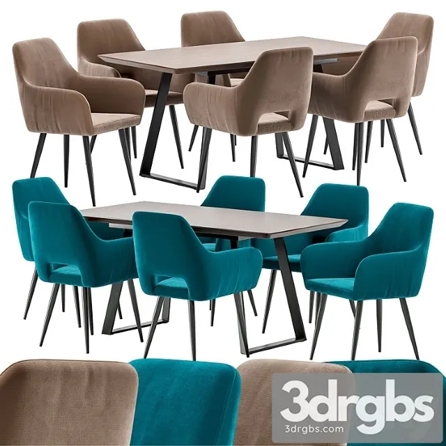 Flech Dining Chair and Stockholm Table 3D Model Download Flech Dining Chair and Stockholm Table 3D Model Download