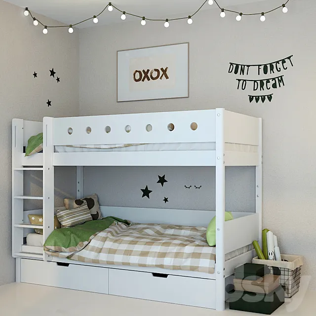 Flexa Bunk Bed 2 3D Model Flexa Bunk Bed 2 3D Model