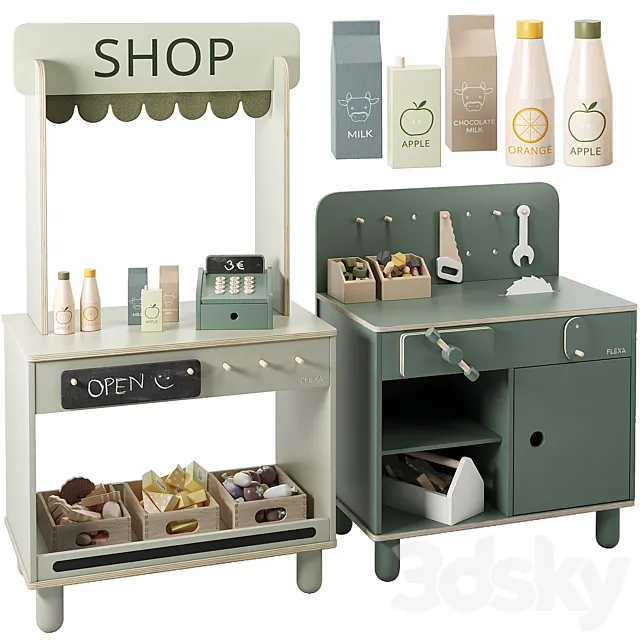 FLEXA The Shop & The Workbench Toy 3D Model FLEXA The Shop & The Workbench Toy 3D Model