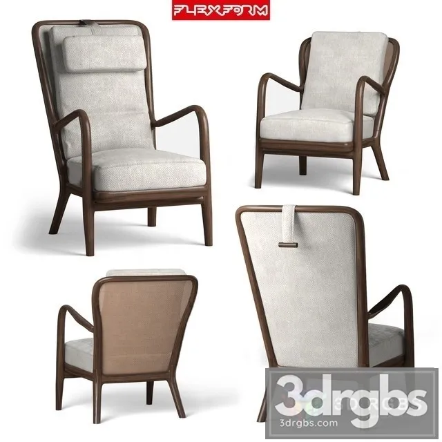 Flexform Agave Bergere Armchairs 3D Model Download