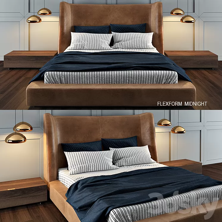 Flexform bed MIDNIGHT 3D Model Flexform bed MIDNIGHT 3D Model