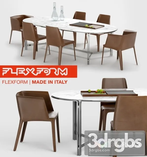 Flexform Dining Set 3D Model Download Flexform Dining Set 3D Model Download