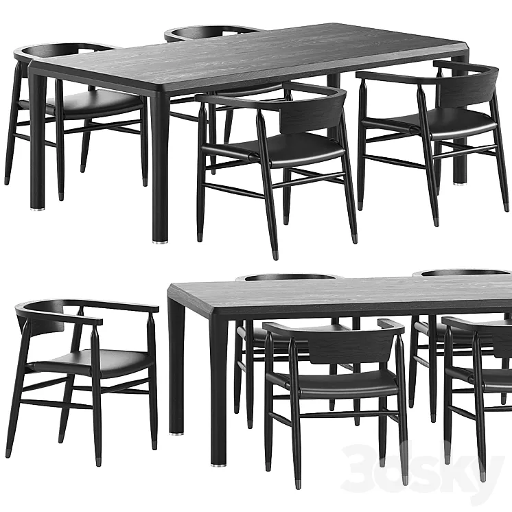 Flexform Dining Set 3D Model Free Download