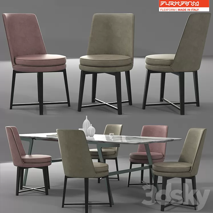 Flexform Dining Set 3D Model Flexform Dining Set 3D Model