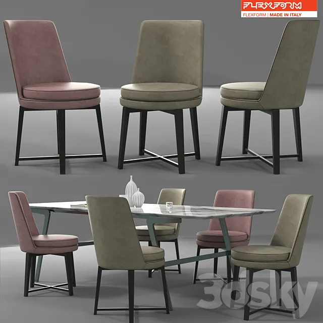 Flexform Dining Set 3DModel Flexform Dining Set 3DModel
