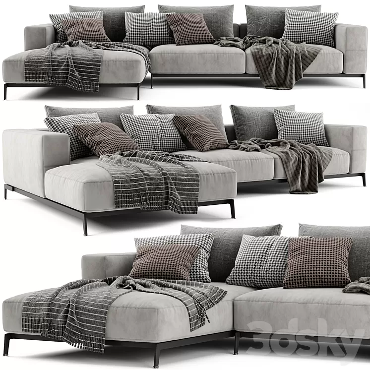 Flexform Ettore Chaise Longue Sofa 2 3D Model Free Download
