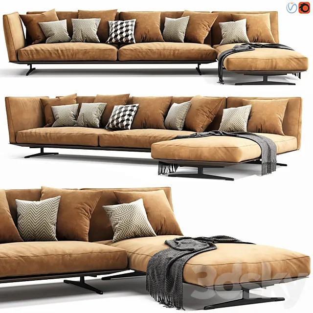 Flexform Evergreen Chaise Lounge 3D Model