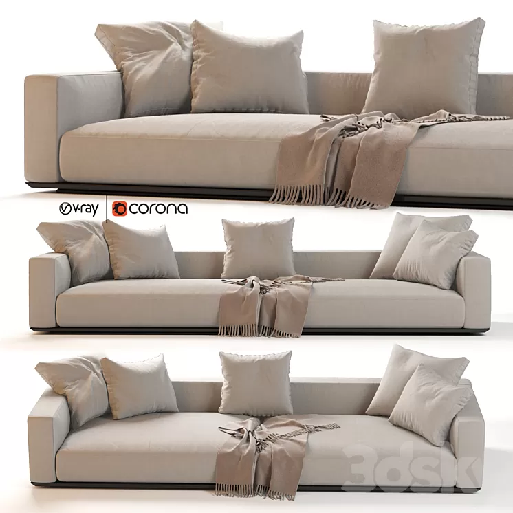 Flexform Grandemare Sectional Sofa 3D Model Flexform Grandemare Sectional Sofa 3D Model