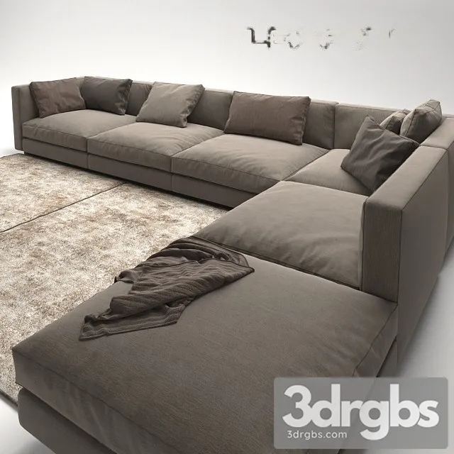 Flexform Gray Couch Sofa 3D Model Download Flexform Gray Couch Sofa 3D Model Download