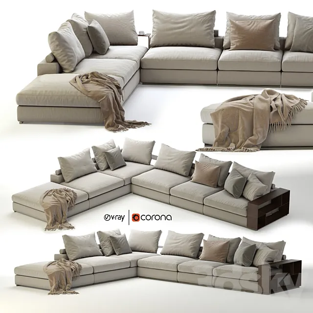 Flexform Groundpiece Sectional Sofa 3D Model