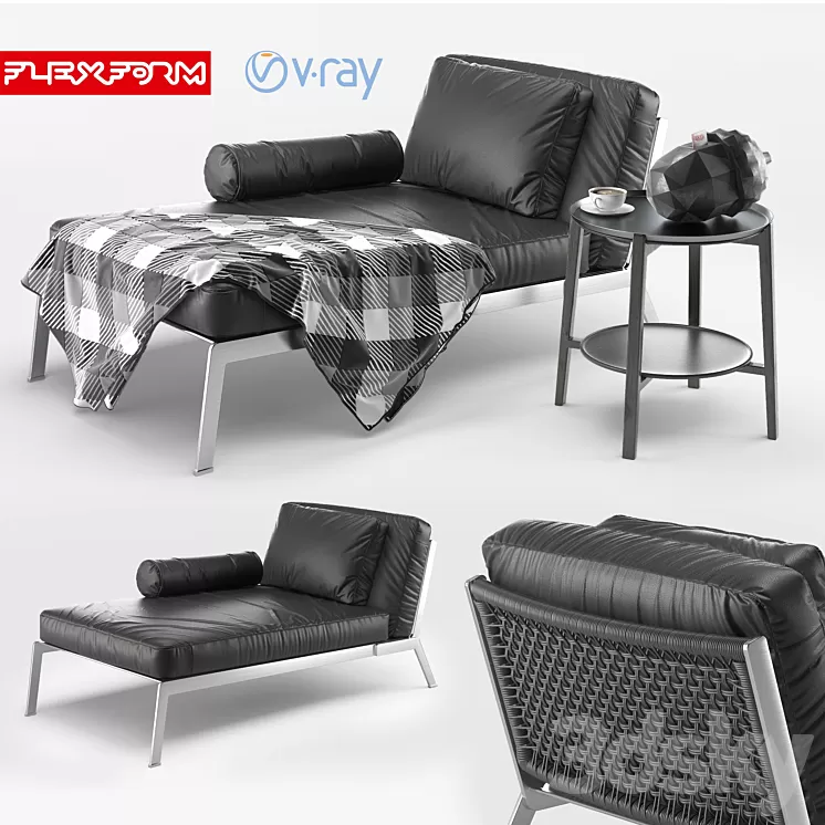 Flexform Happy Chaise Longue 3D Model Flexform Happy Chaise Longue 3D Model