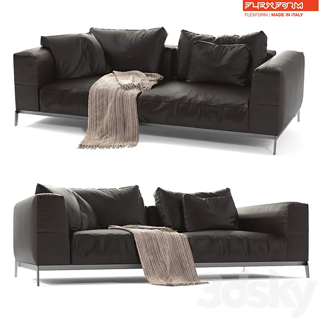 Flexform Leather Sofa Ettore 3D Model Flexform Leather Sofa Ettore 3D Model