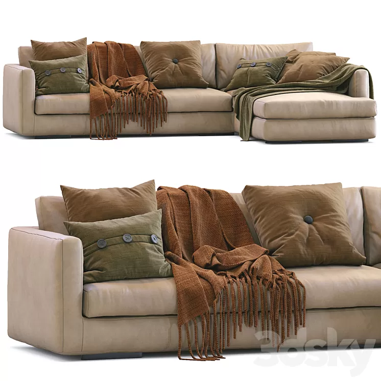 Flexform Leather Sofa MAGNUM 3D Model Flexform Leather Sofa MAGNUM 3D Model