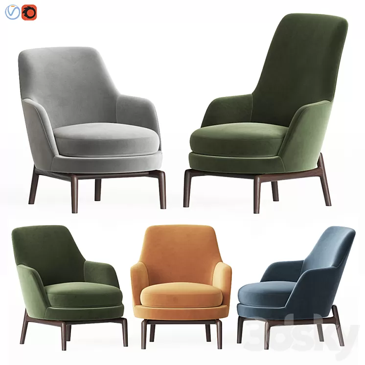Flexform Leda Armchair Set 3D Model