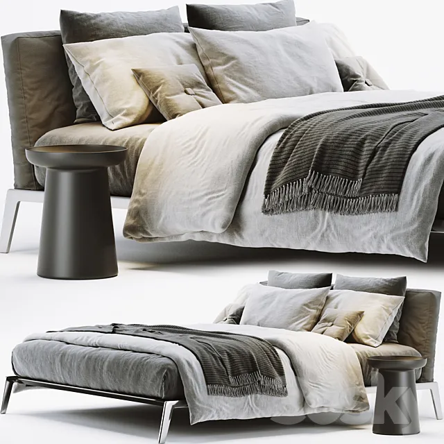 Flexform Lifesteel Bed 3D Model Flexform Lifesteel Bed 3D Model