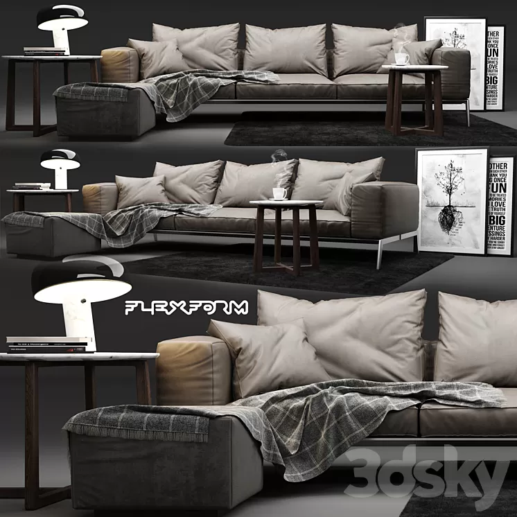 Flexform Lifesteel Sofa 3D Model
