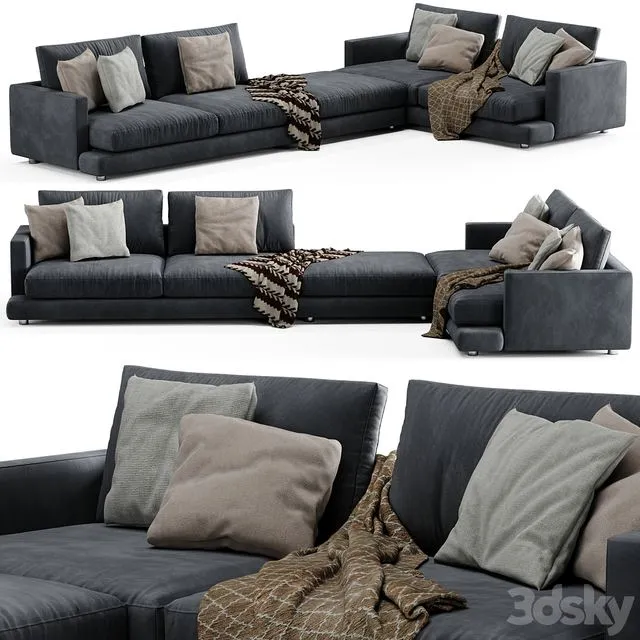 Flexform Long Island Sofa Set 01 3D Model Flexform Long Island Sofa Set 01 3D Model