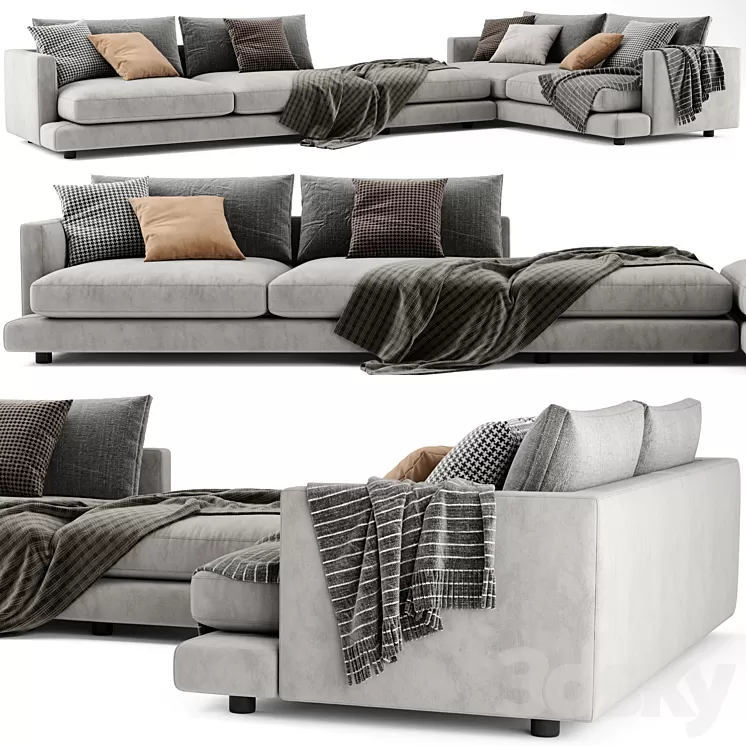 Flexform Long Island Sofa Set 01 3D Model Free Download