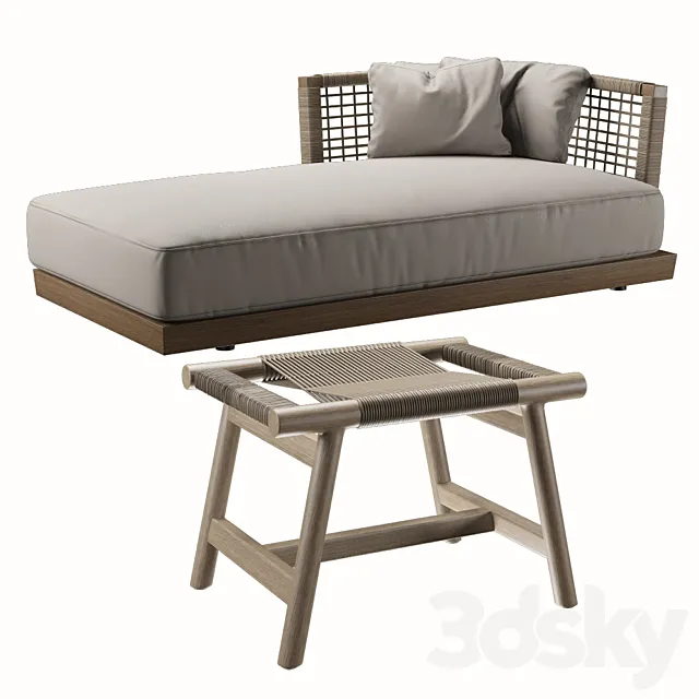 Flexform Mood Oscar dormeuse & Ottoman Giano 3D Model Flexform Mood Oscar dormeuse & Ottoman Giano 3D Model