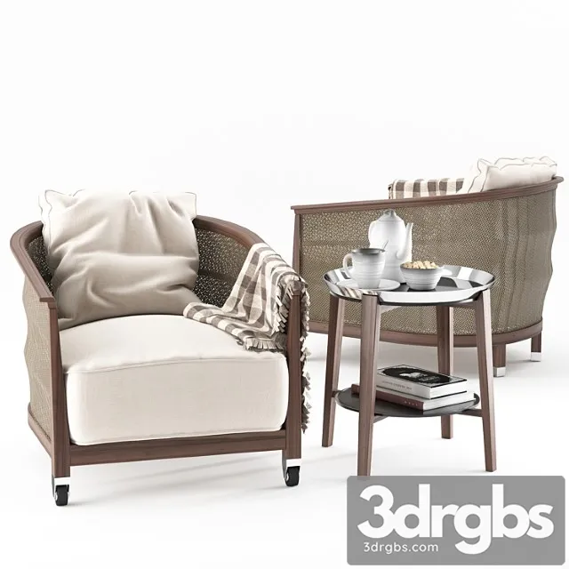 Flexform Mozart Chair Cabare Table 3 3D Model Download