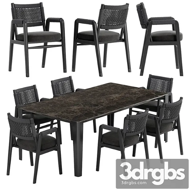 Flexform ortigia chair iseo table set 2 3D Model Download Flexform ortigia chair iseo table set 2 3D Model Download