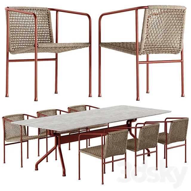 Flexform Ottavia chair Academy dining set 3D Model Flexform Ottavia chair Academy dining set 3D Model