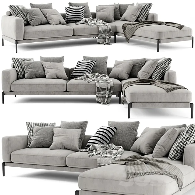 Flexform Romeo Chaise Longue Sofa 3D Model Flexform Romeo Chaise Longue Sofa 3D Model