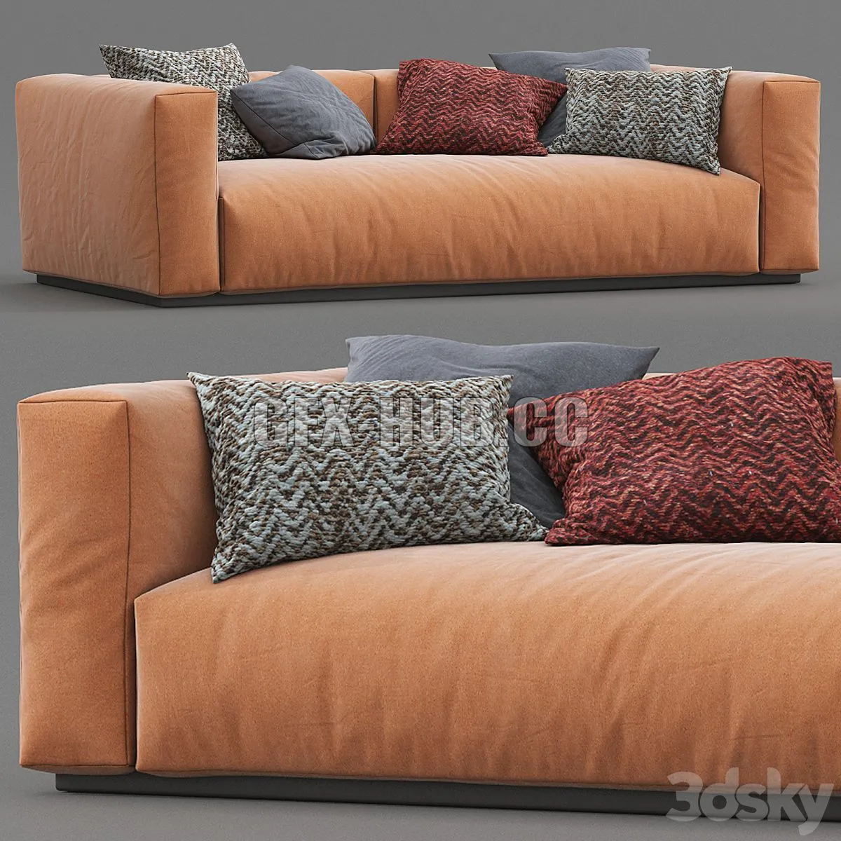 Flexform sofa lario with cushions 3D Model Flexform sofa lario with cushions 3D Model
