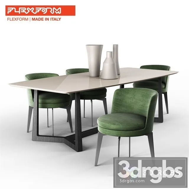 Flexform Table and Chair 3D Model Download Flexform Table and Chair 3D Model Download