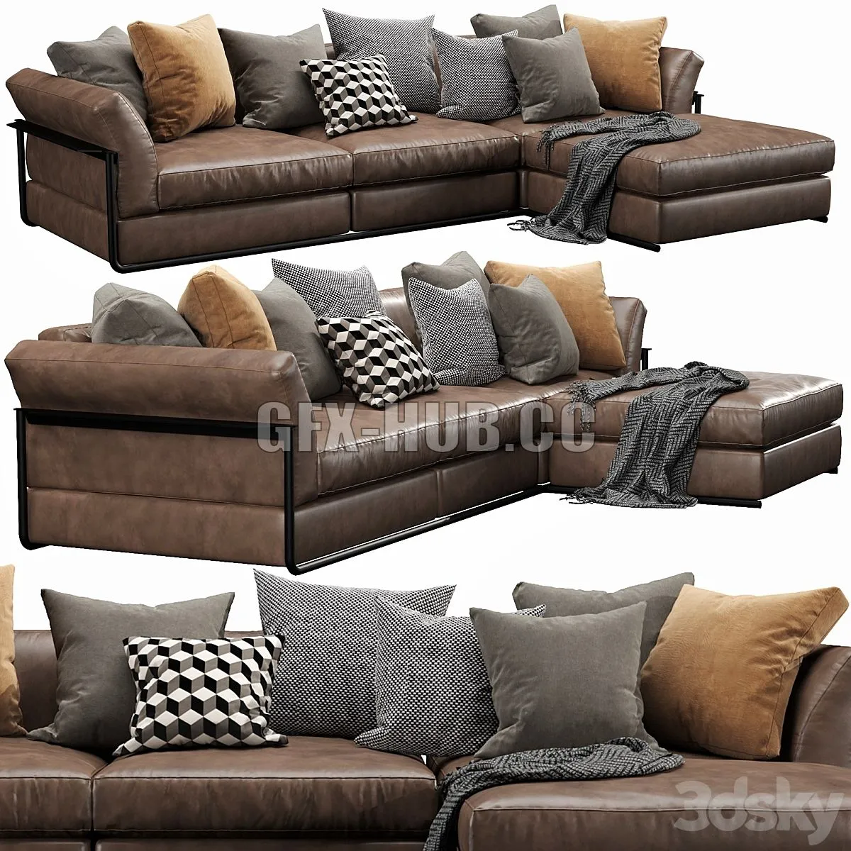 Flexform Zeno Chaise Lounge 3D Model Flexform Zeno Chaise Lounge 3D Model