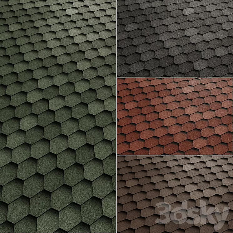 Flexible roof tiles TECHNONICOL SHINGLAS Sonata 3D Model Flexible roof tiles TECHNONICOL SHINGLAS Sonata 3D Model