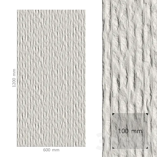 Flexible stone panel LINE STONE BOARD (BEIGE 052) 3D Model