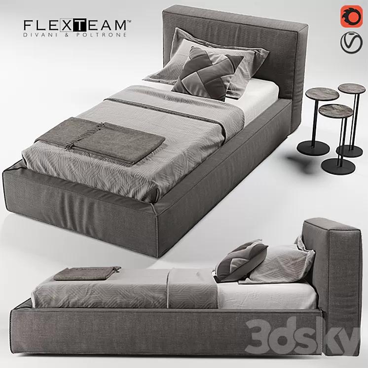 FLEXTEAM SLIM ONE bed (single) 3D Model FLEXTEAM SLIM ONE bed (single) 3D Model