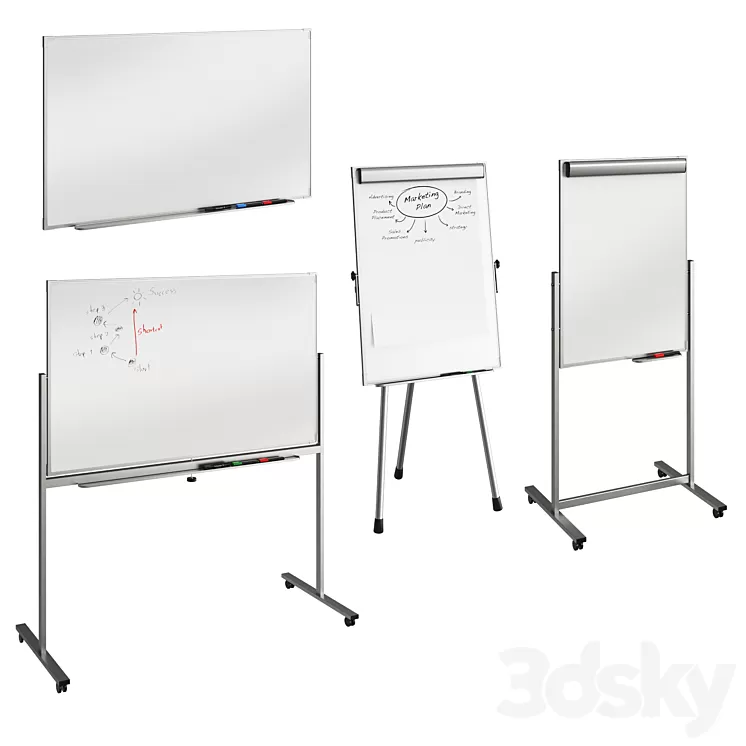 Flipcharts and board 3D Model