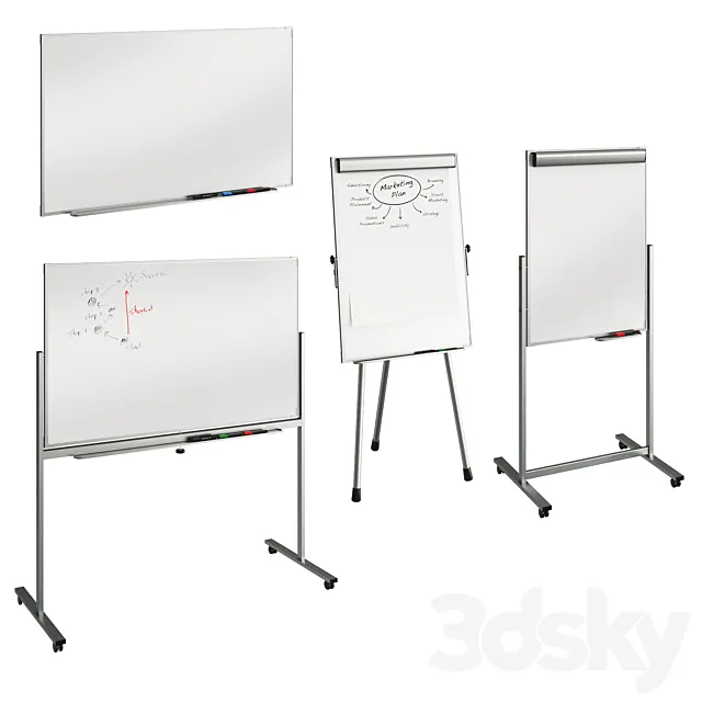 Flipcharts and board 3DModel